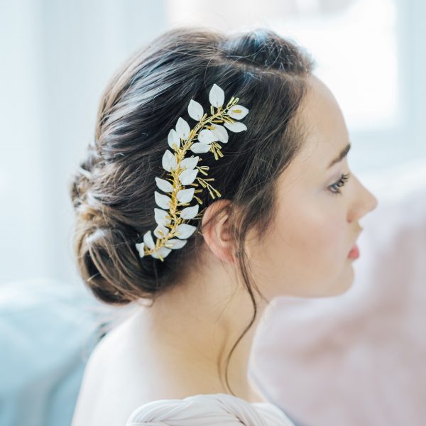 Honor Gold leaf bridal comb