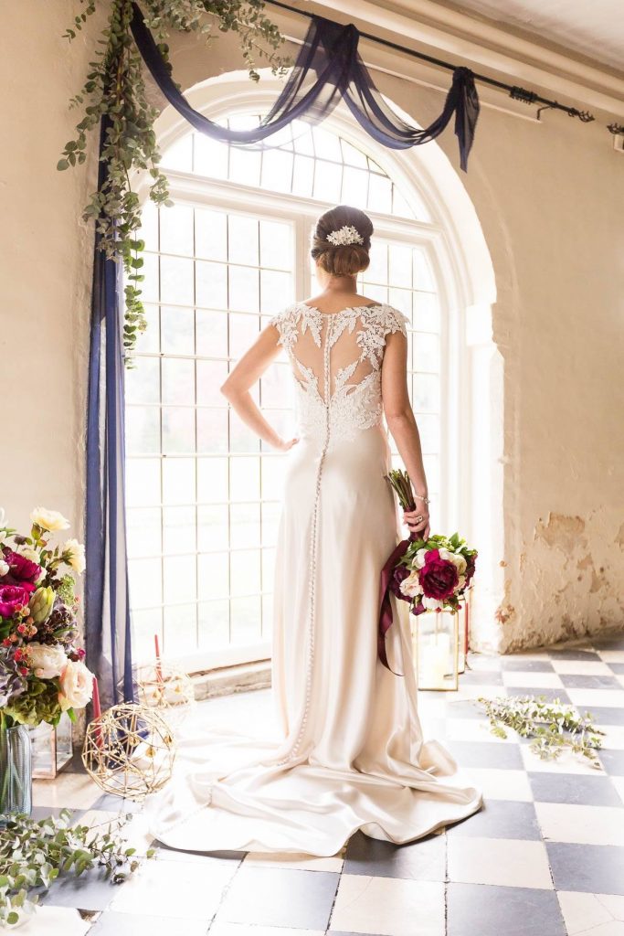 Illusion back wedding dress