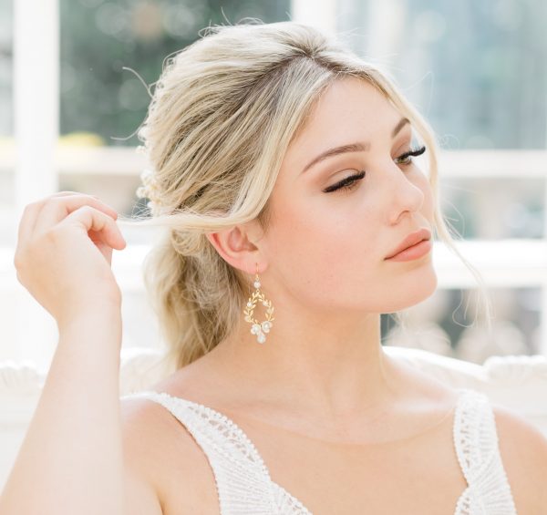 gold drop bridal earrings