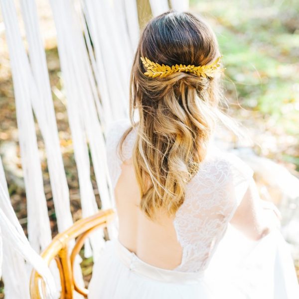 Gold leaf hair comb