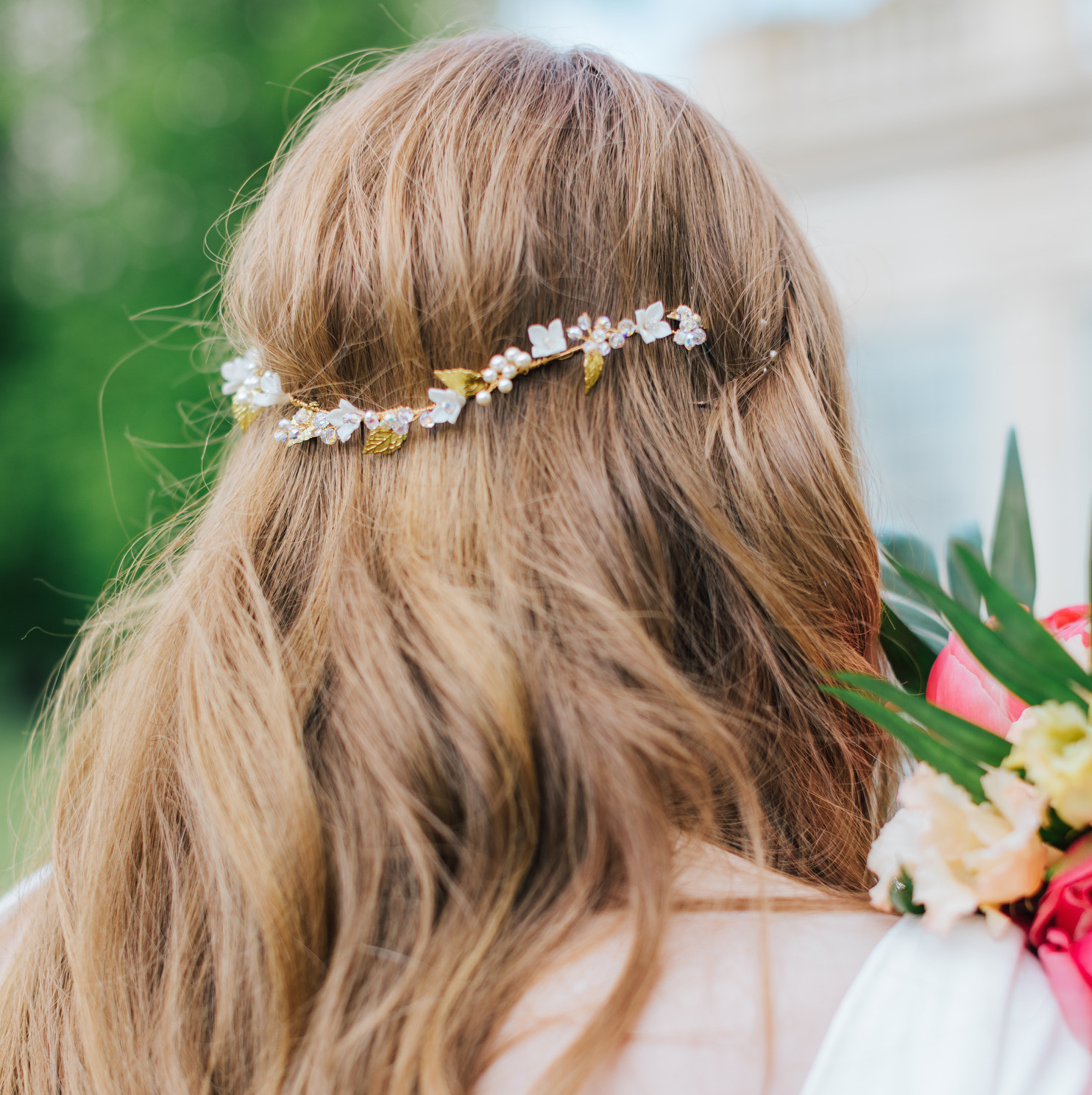 ‘Valentina’ gold bridal hair vine - Rachel Sokhal Bridal Accessories