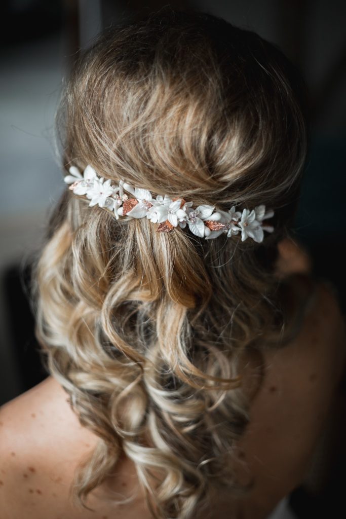 bridal hair half up half down