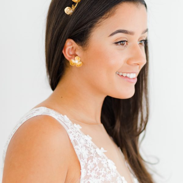 flower wedding earrings gold