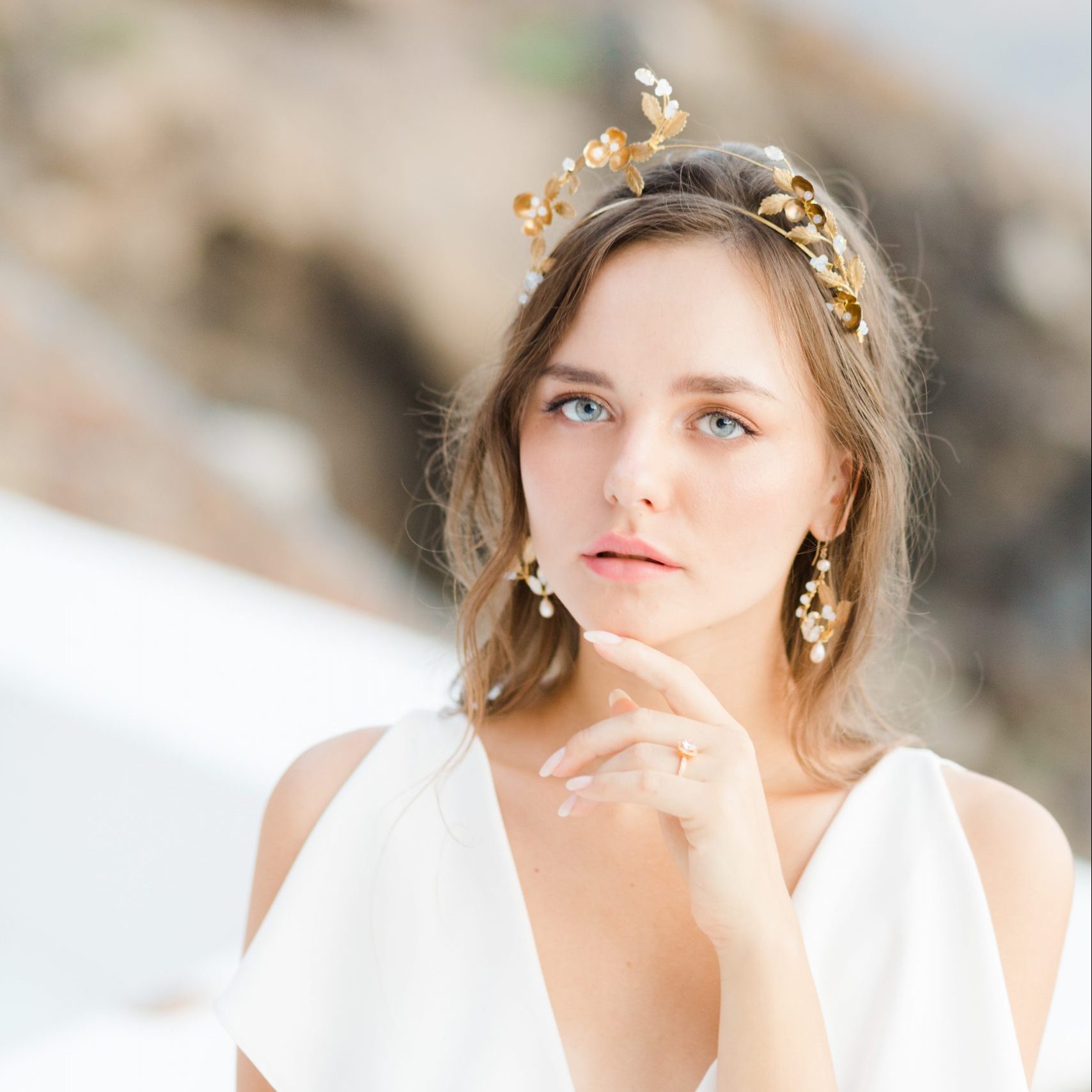 Ophelia gold bridal crown