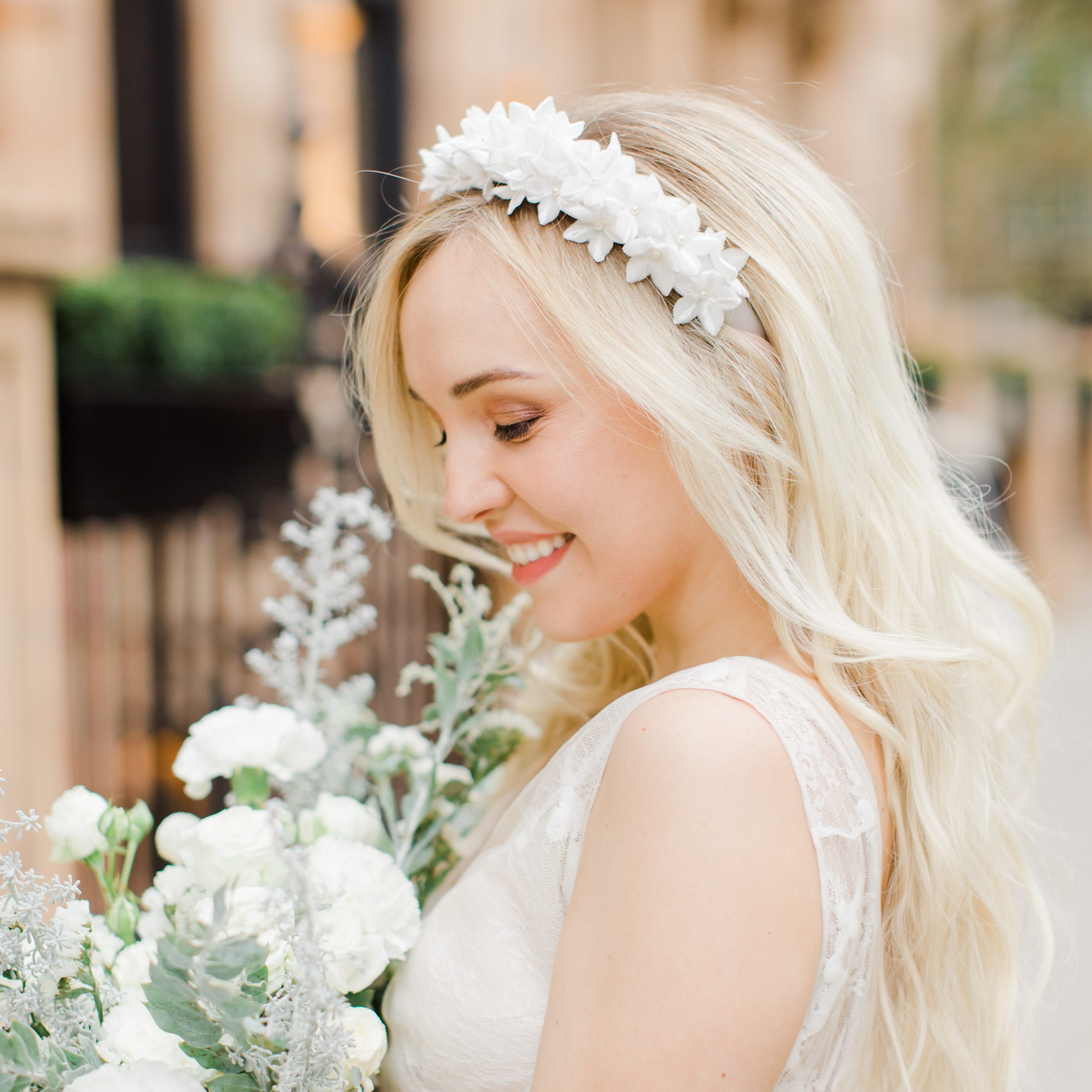 White Floral Headband Veil for Women and Girls, Bridal Hair Piece, Flower  Crown, Wedding Veil, Lysandra Headband 