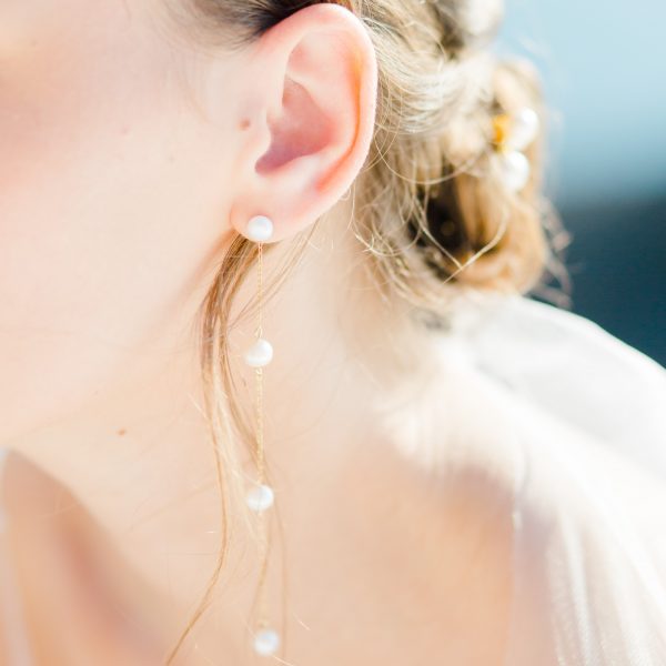 pearl chain drop earrings