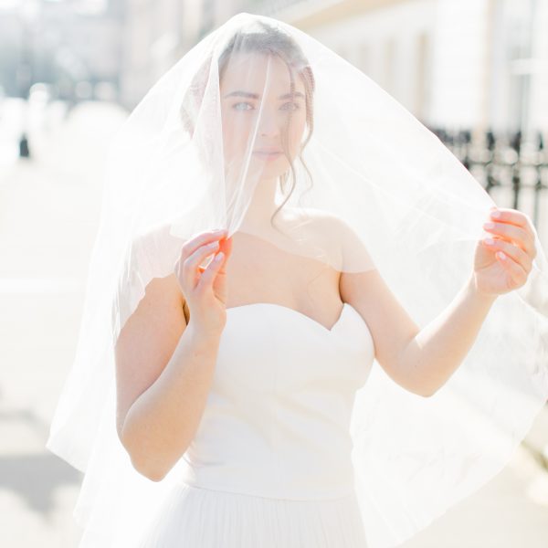 Candy blusher wedding veil
